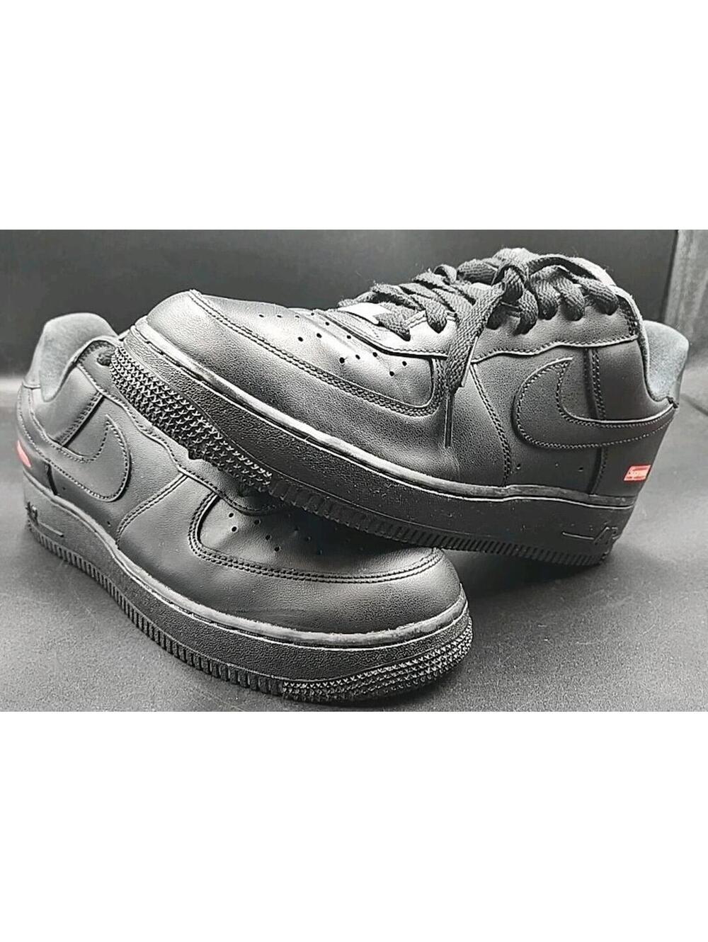 Nike Air Force 1 Low Supreme Black Men's Size 9 Preowned Sneakers CU9225-001 ++